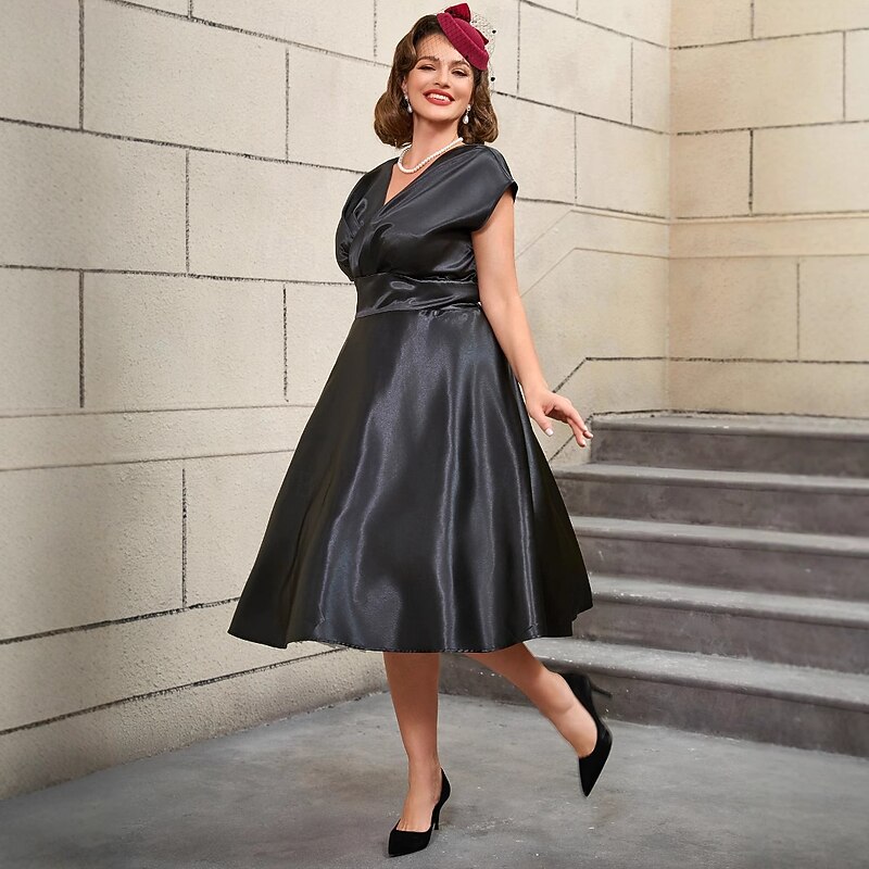 Retro Vintage 1950s Rockabilly Midi Cocktail Dress A Line Dress Flare Dress Plus Size Fancy Dress Women's Vacation Homecoming Party & Evening Adults' Dress Spring & Summer4
