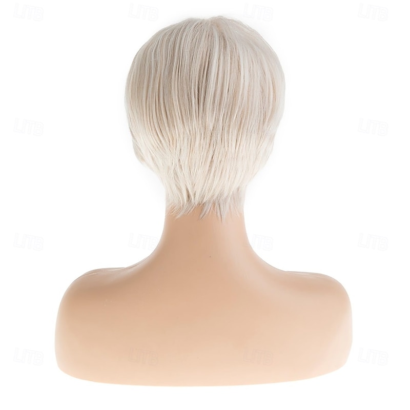 Sallcks Short Blonde Wig for White Women Pixie Layered Natural Looking Synthetic Hair Wig for Daily Party Halloween3