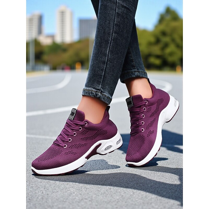 Women's Purple Flyknit Running Shoes – Lightweight Breathable Sport Sneakers for Gym, Jogging, Walking and Everyday Casual Wear2