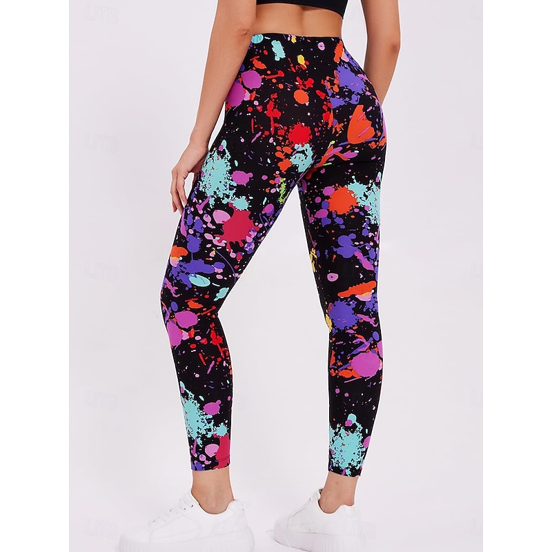 Women's Leggings Vacation Vintage Fashion Ankle-Length High Waist Graphic Gradient Geometry Printing Soft Breathable Stretchy Vacation Casual Daily Robin's Egg Blue Black Red Purple Spring Slim Fit2