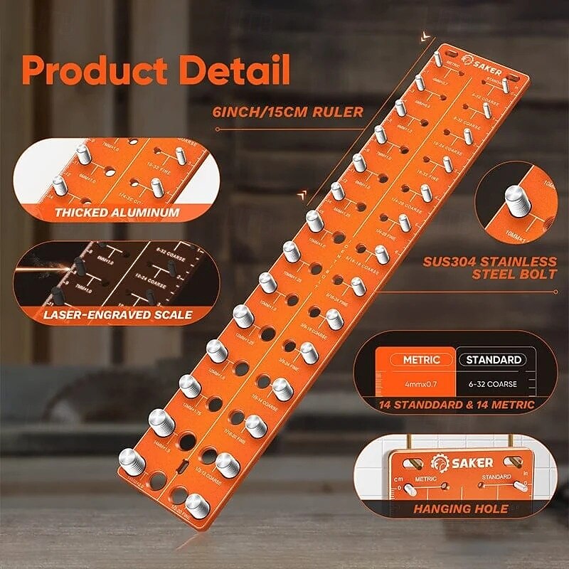 Nut and Bolt Thread Checker Precision Screw Nut Thread Gauge Tool Durable Measurement Ruler for Identifying Screw Sizes and Bolt Thread Pitch4