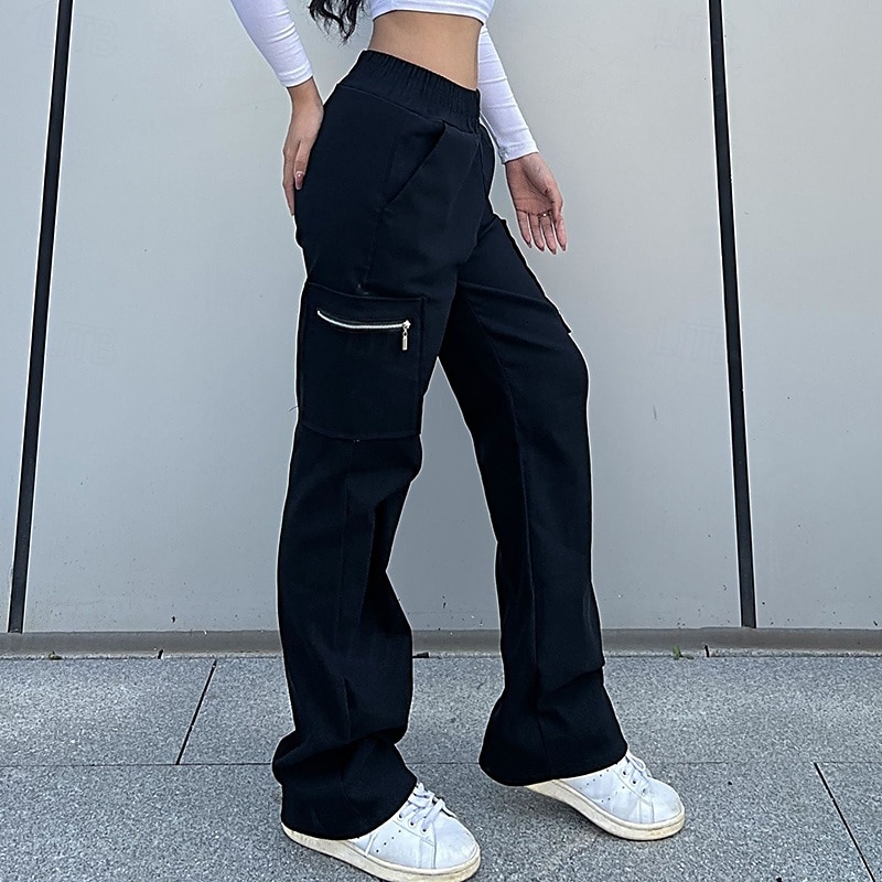 Women's Cargo Pants Hiking Pants Trousers Summer Outdoor Regular Fit Waterproof Bottoms Pocket Elastic Waist Black Army Green Camping / Hiking Running S M L2