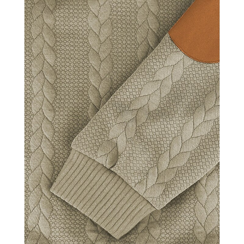 Men's Sweatshirt Black Navy Blue Brown Khaki Light Grey Standing Collar Color Block Jacquard Patchwork Ribbed Textured Sports & Outdoor Daily Holiday Polyester Streetwear Basic Casual Spring Fall3