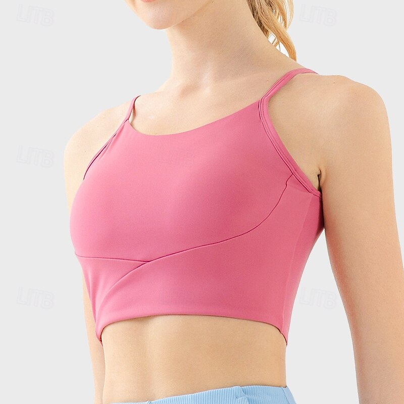 Women's Workout Tank Tops Sports Bra Underwear Medium Support Breathable Wireless Padded Solid / Plain Color Sport Activewear Pink Purple Gym Fitness Yoga2