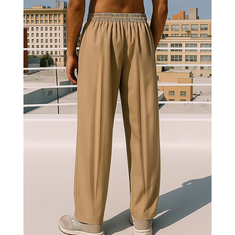 Men's Wide Leg Pants Cargo Pants Track Pants Pocket Drawstring High Waist Bottoms Athleisure Gym Workout Fall Quick Dry Breathable Gym Workout Outdoor Running Loose Fit Sportswear Activewear Solid2