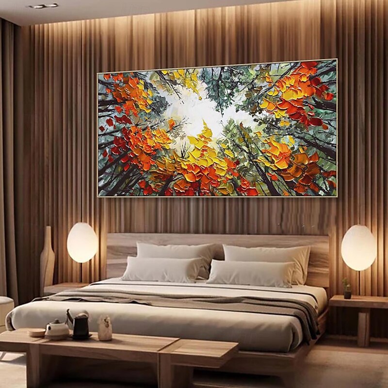Handmade Oil Painting Canvas Wall Art Decoration Modern Abstract Thick Knife   Towering Tree for Living Room Home Decor Stretched Frame Hanging Painting/Rolled Canvas (No Frame)2