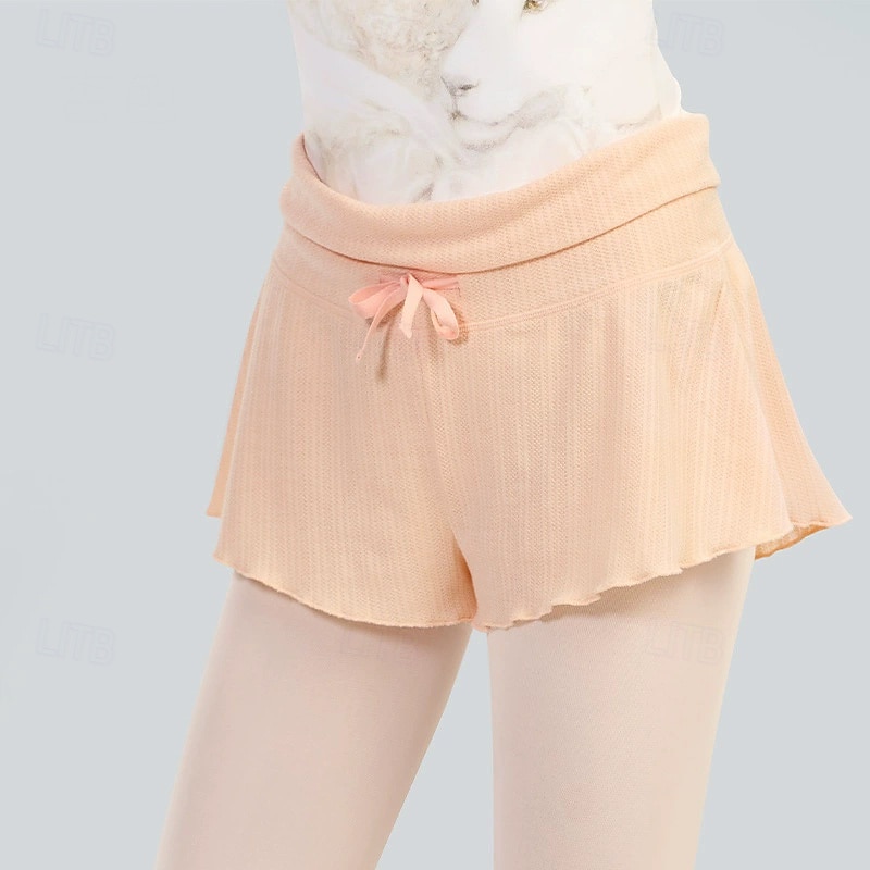 Ballet Shorts Pure Color Splicing Women's Performance Training High Polyester
