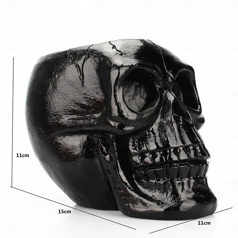 Halloween Resin Figurine Skull Storage Organizer Makeup Brush Holder Resin Sculpture Unique Cultural Desk Pen Holder Home Office Stationery Container3