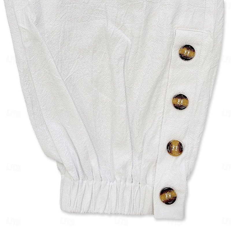 Men's Linen Pants Trousers Summer Pants Baggy Pants Cropped Pants Drawstring Elastic Waist Plain Comfort Breathable Full Length Casual Daily Holiday Vacation Fashion Loose Fit Black White3