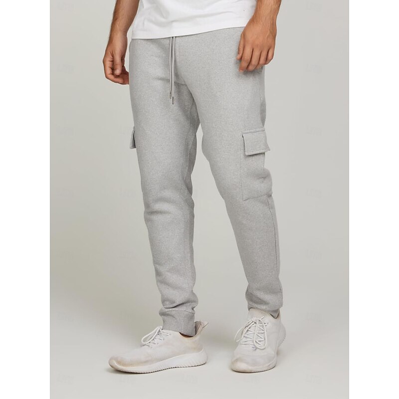 Men's Sweatpants Joggers Trousers Casual Pants Pocket Elastic Waist Drawstring Solid Colored Comfort Full Length Outdoor Daily Running Vacation Simple Black Navy Blue Stretchy2