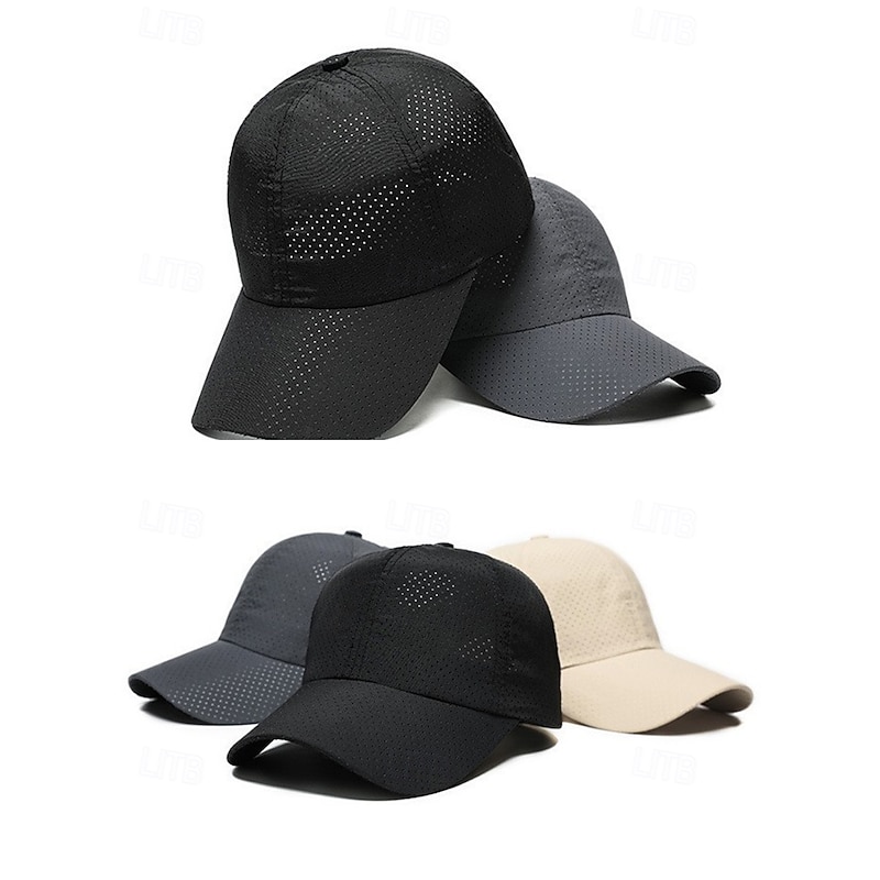 Men's Lightweight Breathable Baseball Cap – Quick-Dry Mesh Sports Hat with Adjustable Metal Buckle for Running, Golf, Hiking and Daily Wear