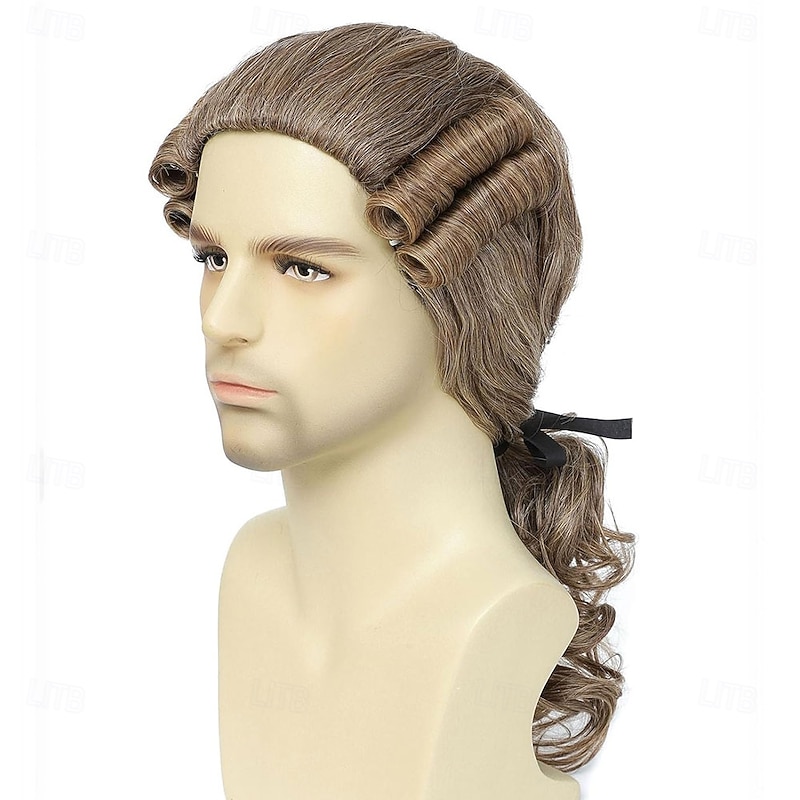 Regency Judge Colonial Long Wave Wig for Halloween Historical Colonial CostumeGeorge Washington Wig Colonial Wig
