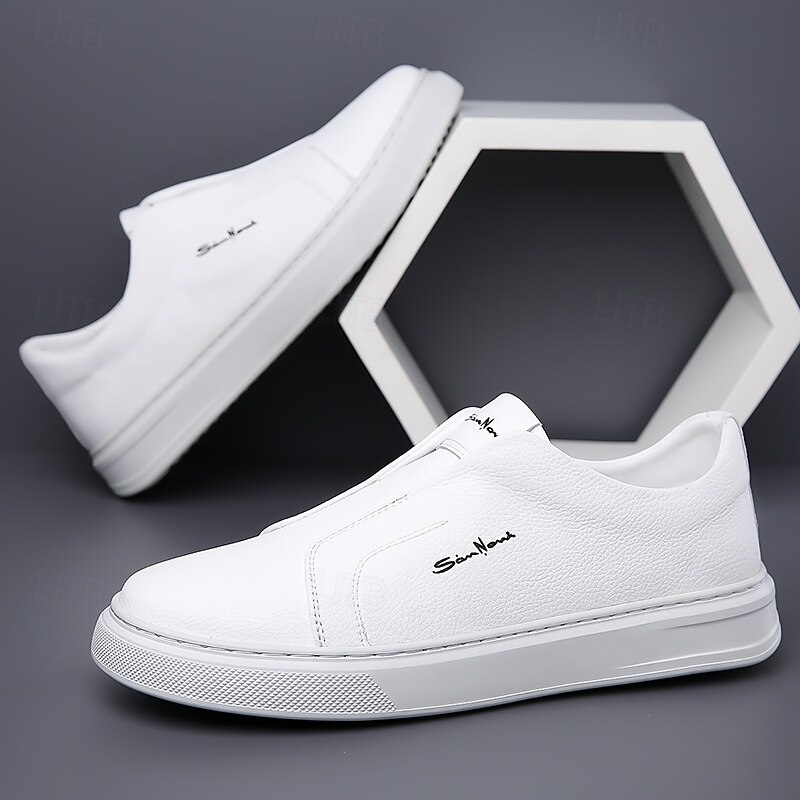 Men's White Slip-On Sneakers Minimalist Casual Shoes for Daily Wear Travel and Work4