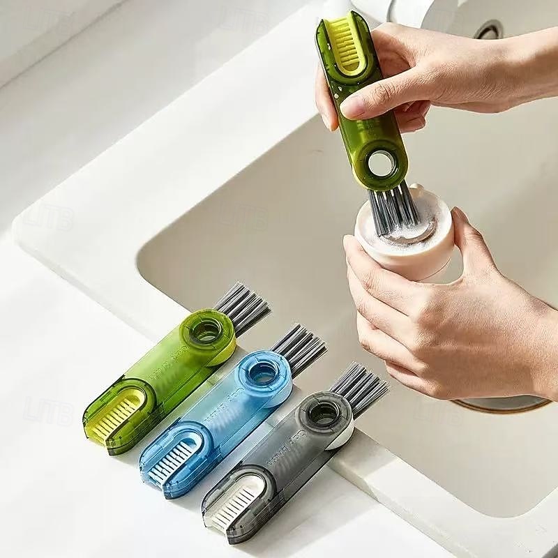3pcs Multifunctional Cleaning Brush 3 in 1, U-Shaped Cup Rim and Lid Brushes for Water Bottles, Thermos, Baby Bottles, Narrow Gap Cleaning, Household Cup Cleaning Tool2