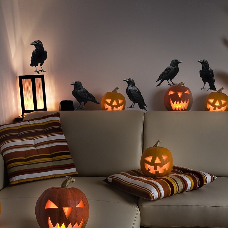Halloween Black Crow Window Decal, Self-Adhesive Glass Sticker for Bedroom and Home Decoration, Spooky Halloween Home Decor Bulk Wholesale3