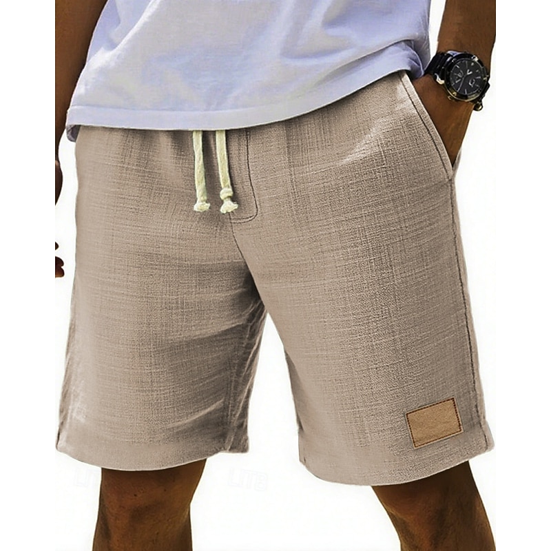 Men's Shorts Summer Shorts Beach Shorts Pocket Elastic Waist Drawstring Plain Comfort Breathable Short Vacation Holiday Beach Hawaiian Boho Black White4