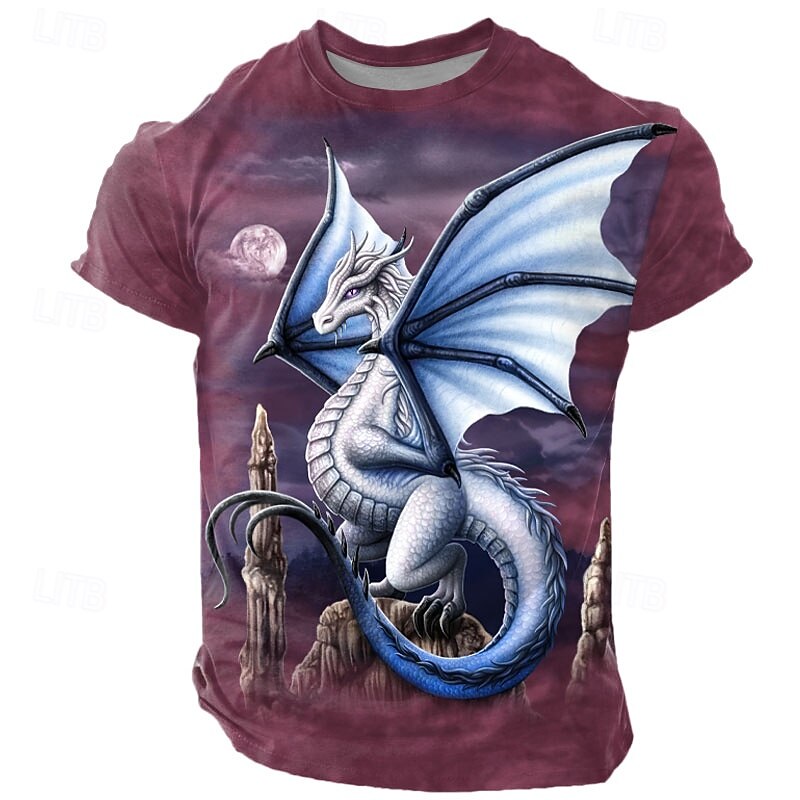 Halloween Men's Sarah Richter Dragon 3D T Shirt Short Sleeve T shirt 3D Print Crew Neck Round Neck Shirt Exaggerated Designer Artistic Street Casual Daily Black Red Blue Summer Spring Clothing Apparel2