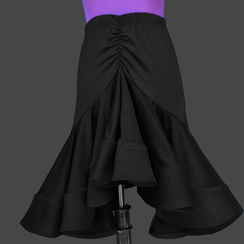 Latin Dance Skirts Pure Color Splicing Women's Performance Training High Spandex