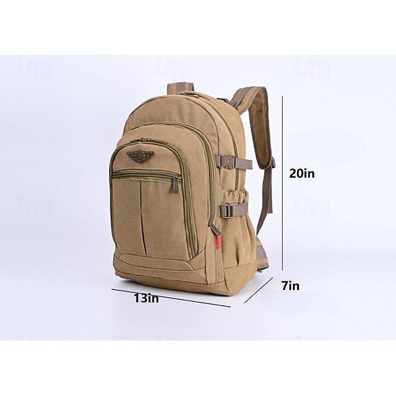 Men's Vintage Canvas Backpack for Travel and School – Large Capacity Military-Style Rucksack with Multi-Pocket Design for Outdoor, Hiking, or Daily Use3