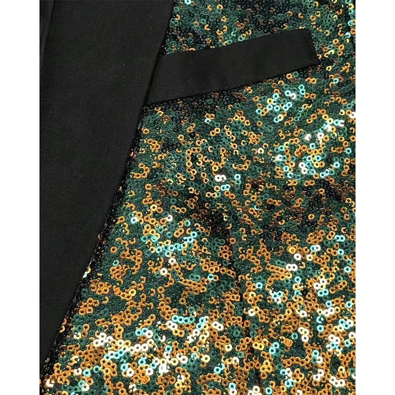 Men's Blazer Business Cocktail Party Wedding Party Fashion Casual Spring Fall Polyester Gradient Pocket Buttons Comfortable Single Breasted Blazer Silver Blue Dark Green Purple4