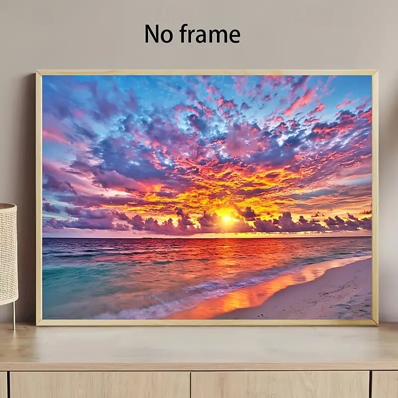 Vibrant Maldivian Sunset Canvas Art Frameless Modern Sea View Poster Suitable For Decorating Living Rooms And Bedrooms3