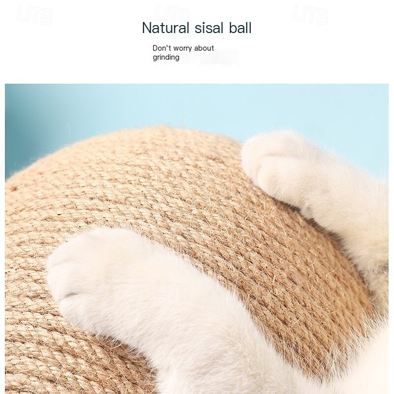 Sisal Cat Scratching Ball, Cat Scratcher Ball Toy with Stable Stand, Interactive Exercise Toy for Small Pet Interactive Exercise and Play3