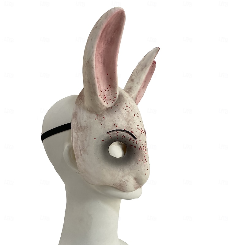 Halloween Bloody Bunny Mask for Adults, Realistic Scary Costumes Latex Face Mask, Creepy Full Head Rabbit Mask for Haunted House, Cosplay, and Party Decor4