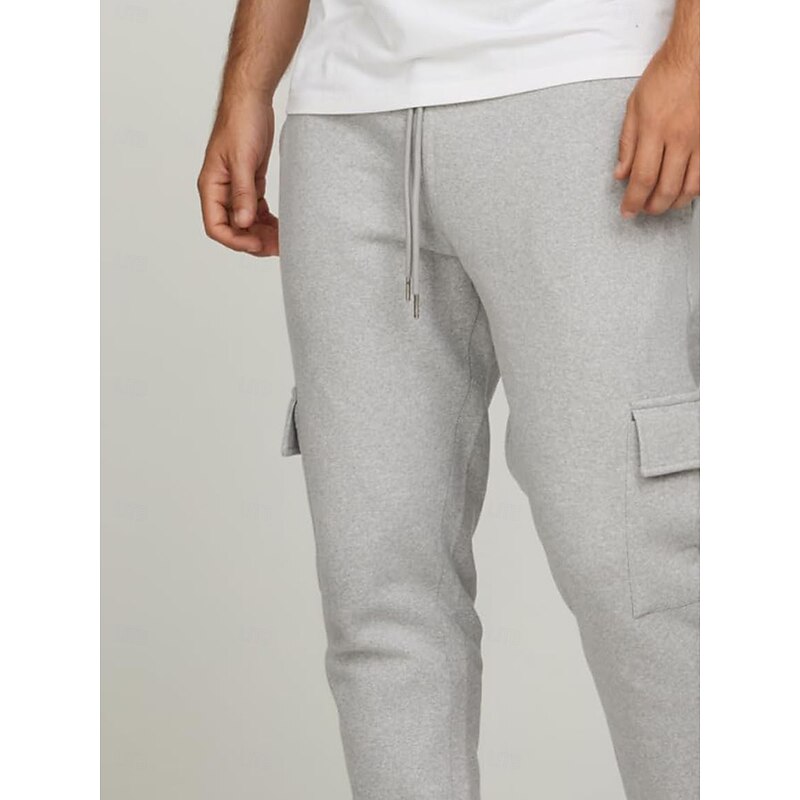 Men's Sweatpants Joggers Trousers Casual Pants Pocket Elastic Waist Drawstring Solid Colored Comfort Full Length Outdoor Daily Running Vacation Simple Black Navy Blue Stretchy4