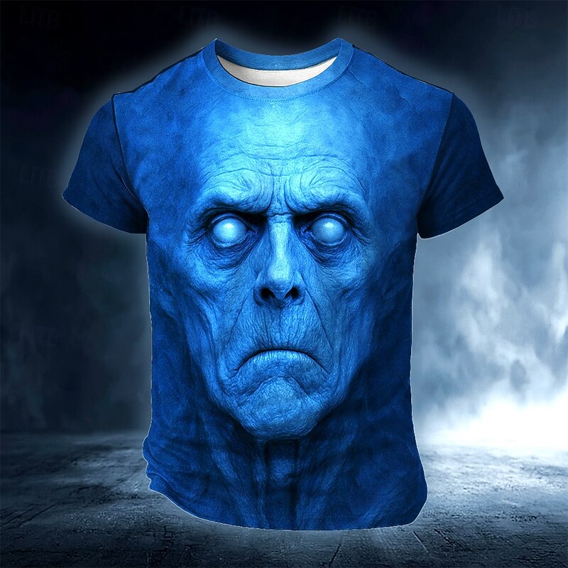 Halloween Men's Skull 3D T Shirt Short Sleeve T shirt 3D Print Crew Neck Shirt Exaggerated Designer Horror Party Street Casual Red Blue Green Summer Spring All Seasons Clothing Apparel S M L XL XXL3