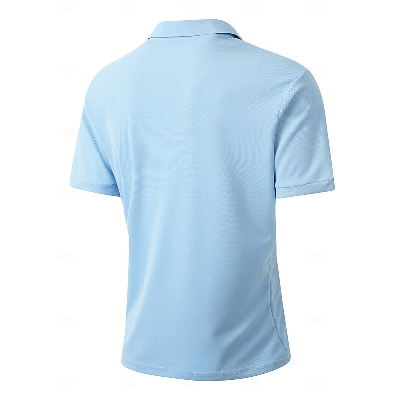 Men's Polo Golf Shirt Business Casual Classic Short Sleeve Fashion Solid Color Plain Pocket Buttons Summer Spring Regular Fit Light Blue Polo2