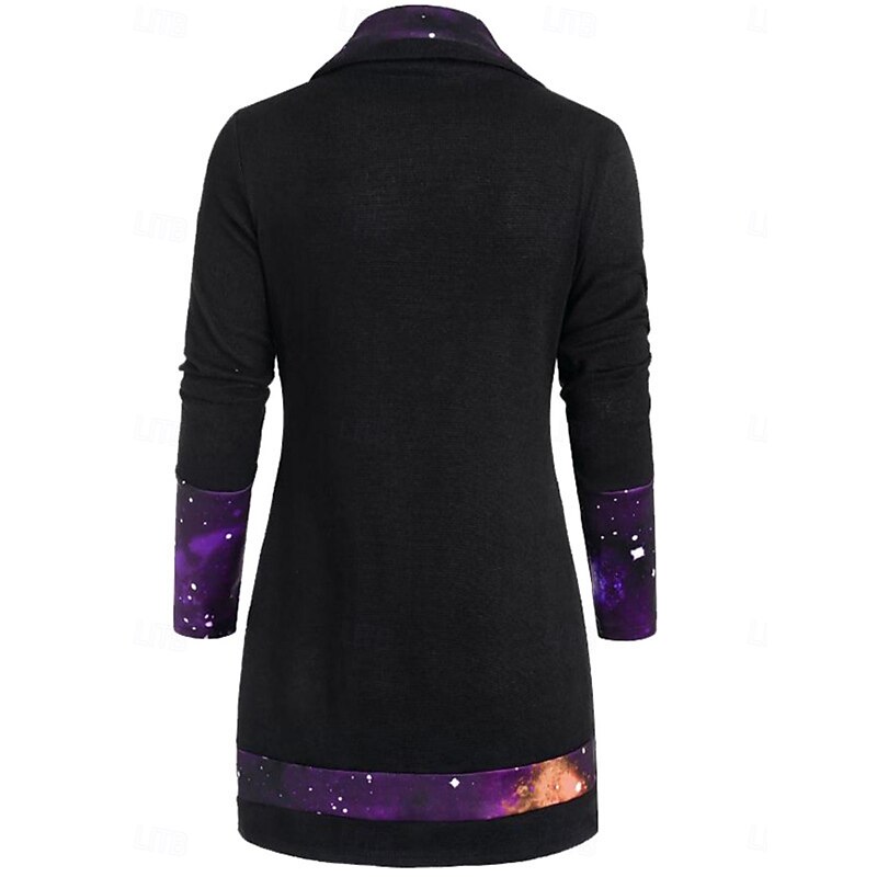Women's Blouse Ombre Stylish Casual Long Sleeve Cowl Neck Long Tops Daily Buttons Print Black Purple Green Spring Fall Winter2