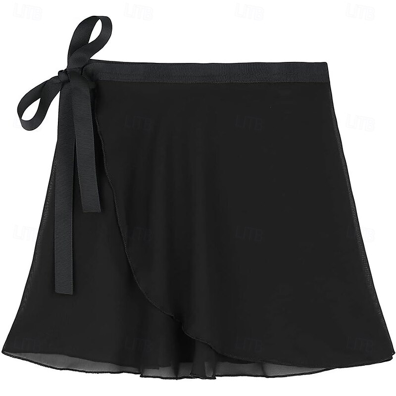 Girls' Summer Ballet Dance Skirt, Elastic Waist Tulle Tutu with Ribbon Tie, Perfect for Practice & Performance