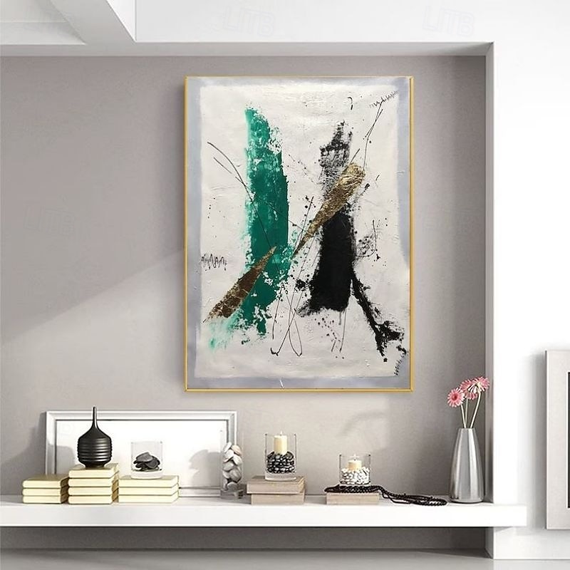 Handmade Oil Paintings Canvas Wall Art Decoration Modern Green Gold Abstract Painting for Home Decor Rolled Frameless Unstretched Painting2