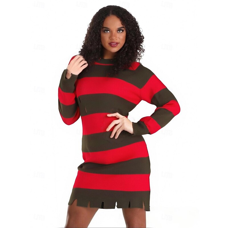 Freddy Krueger Halloween Dress Sweater Jumper A Nightmare on Elm Street Horror Scary Costume Adults' Women's Halloween Carnival Performance Party Easy Halloween Costumes Dress Up