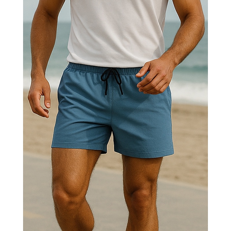 Men's Running Shorts Workout Shorts Pocket Drawstring Bottoms Athleisure Gym Workout Quick Dry Breathable Gym Workout Outdoor Athletic Regular Fit Sportswear Activewear Solid Colored Blue Dark Gray2