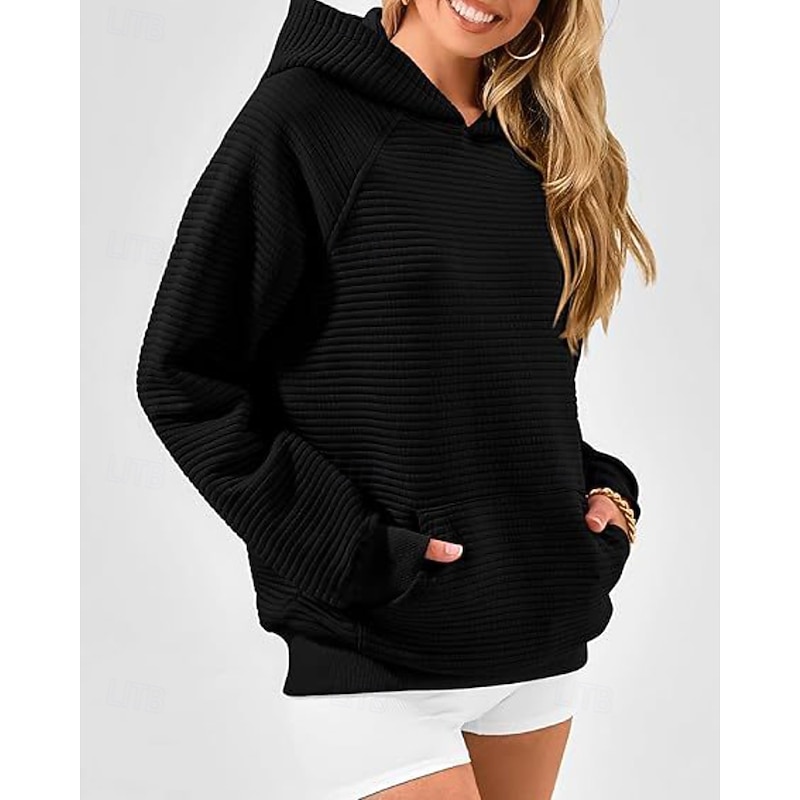 Women's Pullover Hoodie Sweatshirt Hoodies Plain Casual Long Sleeve Hooded Regular Tops Street Holiday Pocket Black Red Gray Fall Winter
