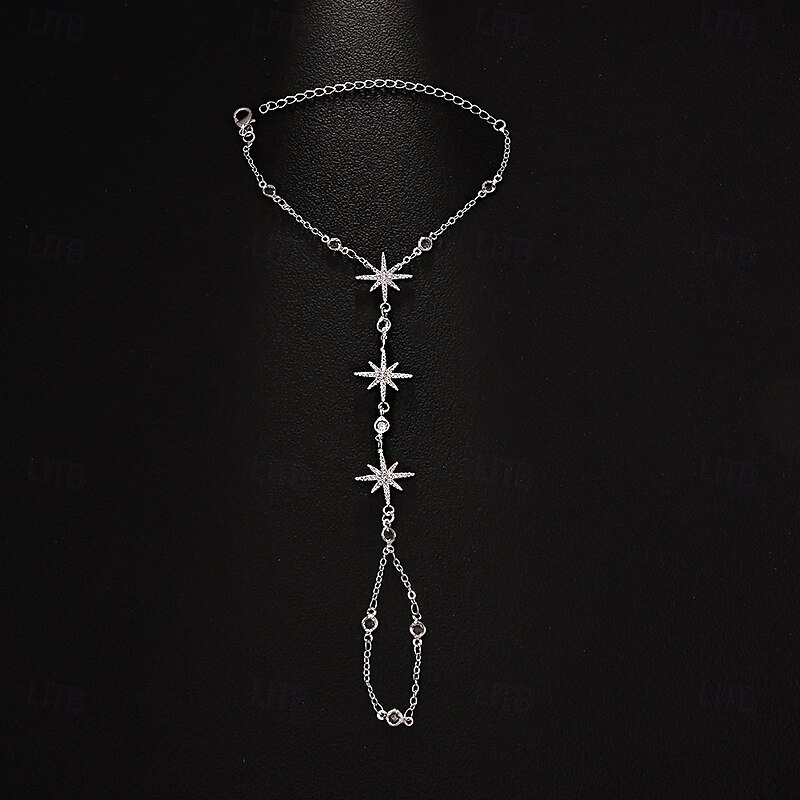 Women's Ring Bracelet / Slave bracelet Retro Star Precious Fashion Personalized Luxury Rhinestone Bracelet Jewelry Silver For Work Gift Daily Engagement4