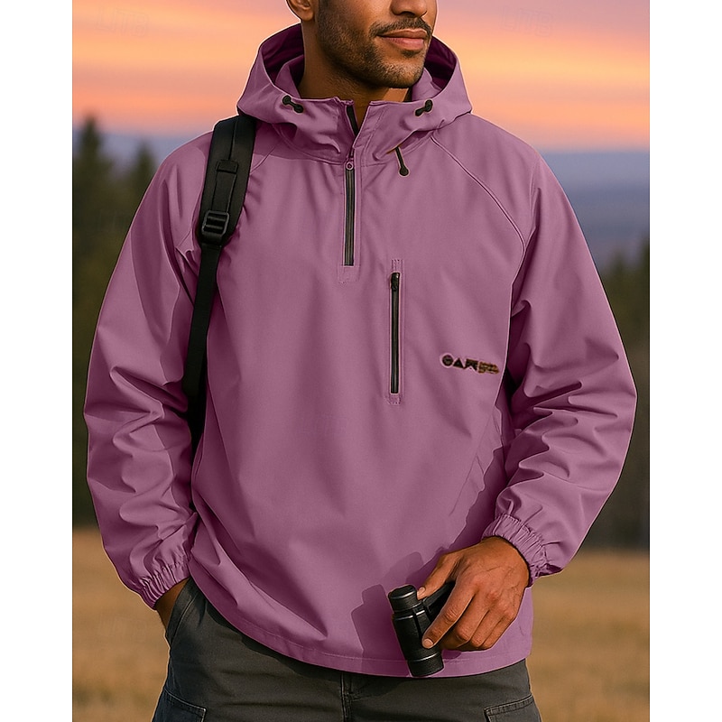 Men's Windbreaker Hiking Jacket waterproof jacket Outdoor Waterproof Windproof Hiking Outfits Hiking Clothes Spring Autumn / Fall Jacket Hunting Climbing Running Solid Color Black Purple Brown4
