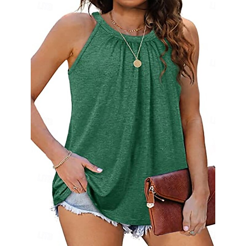 Women's Camisole Tank Top Solid Color Daily Casual Sleeveless Halter Neck Regular Tops Daily White Pink Green Gray Summer Spring4