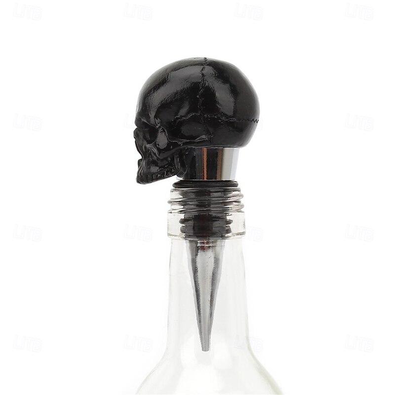 Halloween Skull Head Wine Stopper 3D Black Skeleton Bottle Plug Creative Gothic Bar Tool for Glass Wine Bottles Home Kitchen Party Drink Accessories Decor4
