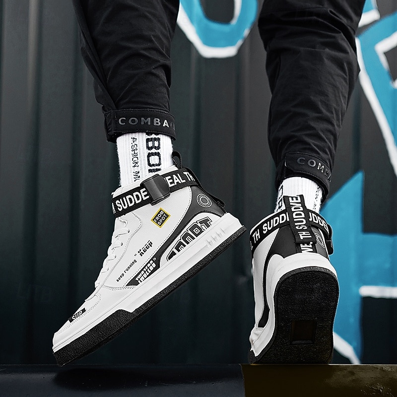 Men's High-Top Streetwear Sneakers with Velcro Straps, Fashion Casual Skate Shoes for Daily Wear & Urban Style3