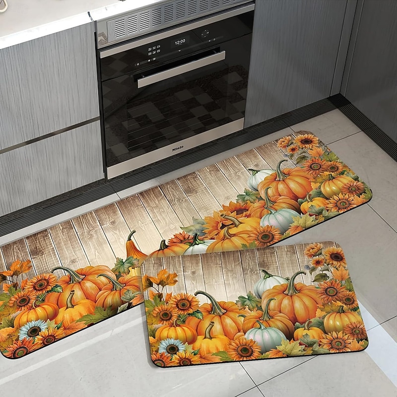 Thanksgiving Autumn Long Kitchen Mat - Absorbent, Non-Slip, Stain-Resistant Bathroom & Entryway Rug3