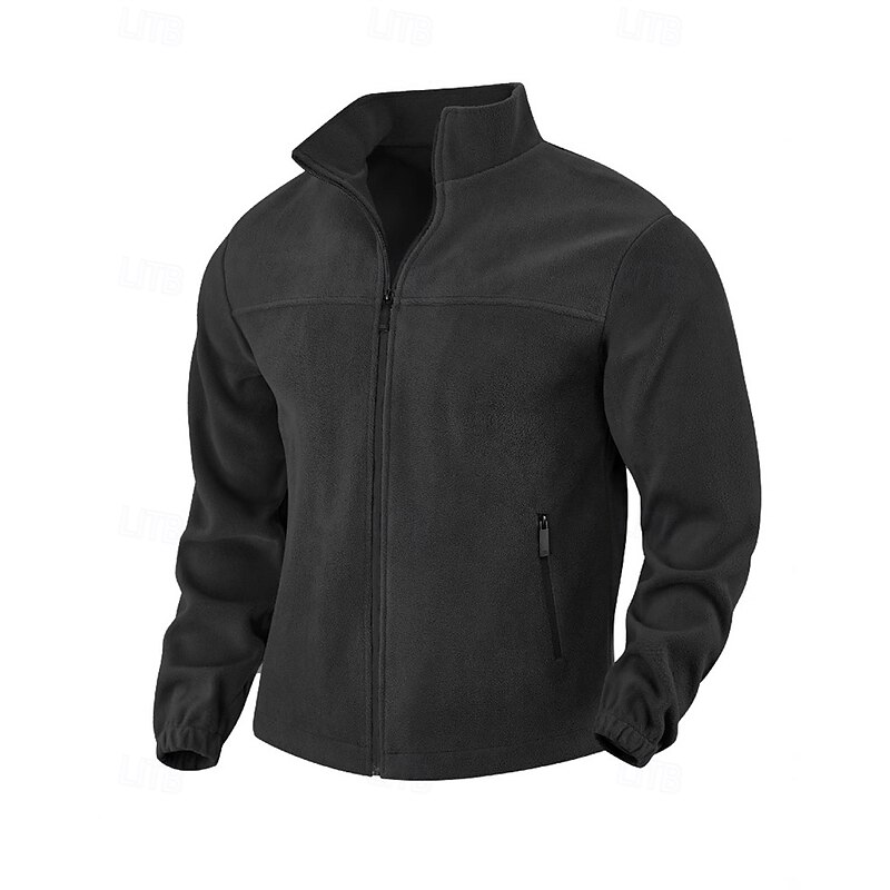 Men's Sweatshirt Polar Fleece Fleece Jacket Full Zip Sweatshirt Black Purple Orange Light Grey Dark Gray Standing Collar Plain Pocket Sports & Outdoor Daily Holiday Polyester Streetwear Basic Casual2