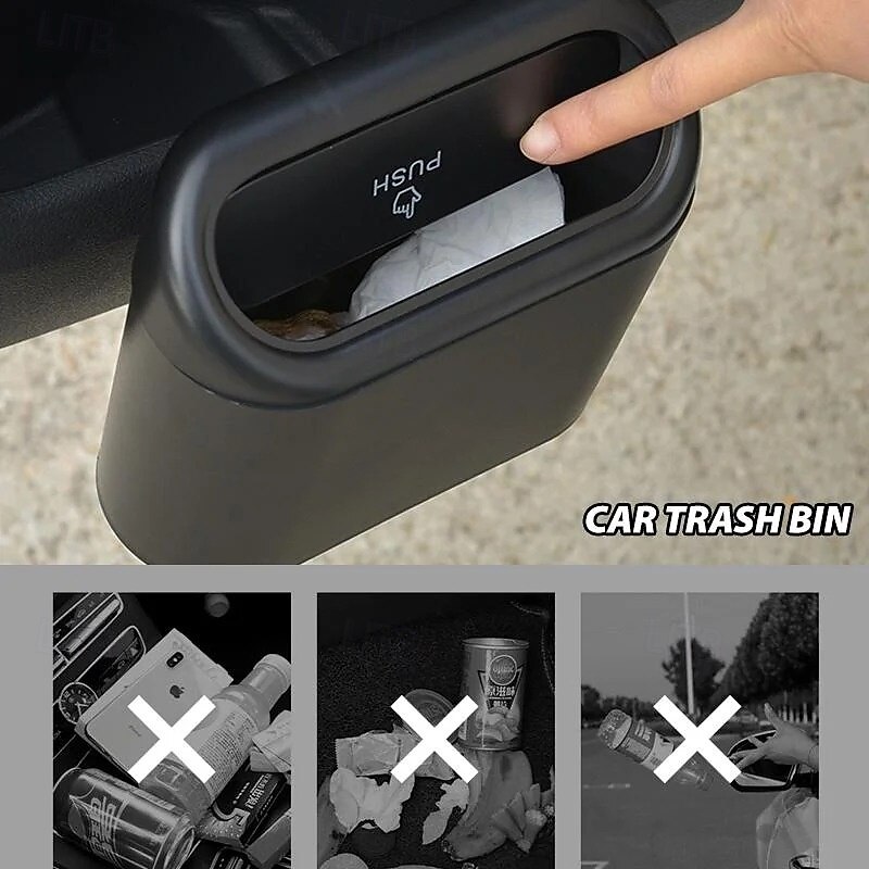 Car Door Hanging Trash Bin Mini Car Garbage Can with Lid Multi-Functional Storage Box Seat Back Organizer Side Hanging Container for Vehicles3