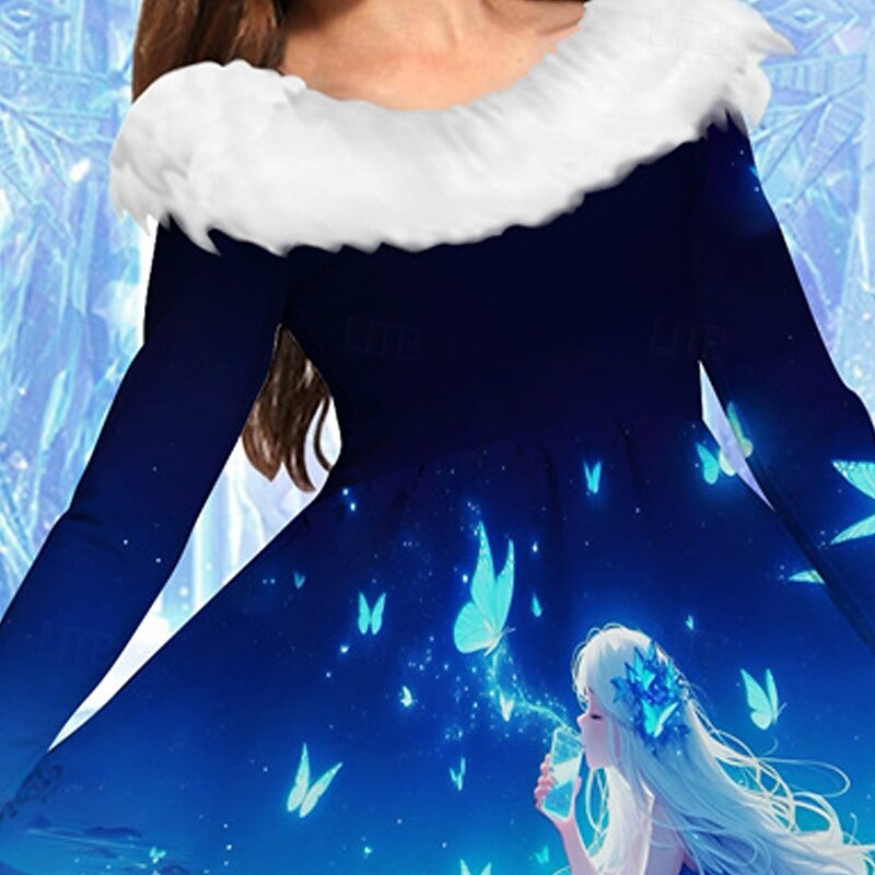 Girls' 3D Graphic Dress Long Sleeve Spring Fall Vacation Daily Holiday Beautiful Sweet Kids 4-12 Years Party Dress A Line Dress Knee-length Regular Fit2