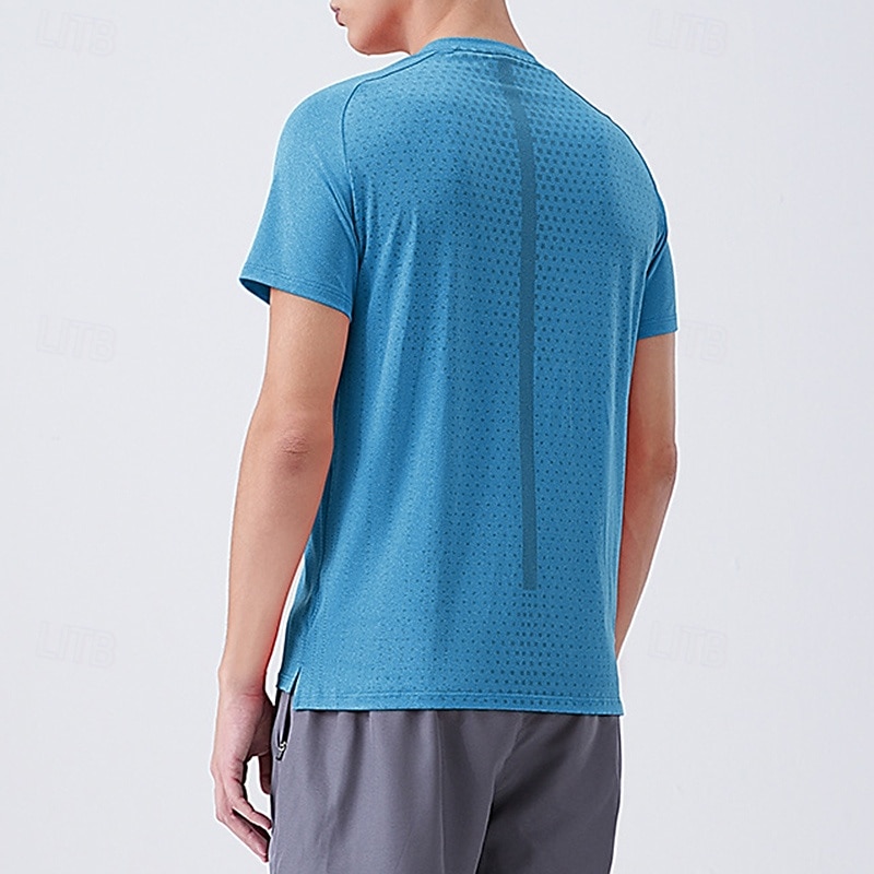 Men's Performance Shirt Sport Tee Shirt Short Sleeve Crew Neck Top Outdoor Quick Dry Sweat wicking Breathable Polyester Pink Blue Purple Tennis Golf Running4