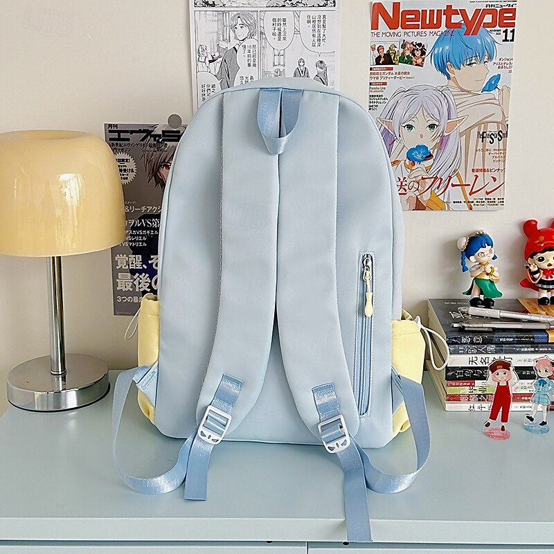 Kawaii Pastel Cat Ear Backpack for Girls – Cute Anime-Inspired School Bag with Clear Front Pocket for Teens and Students4