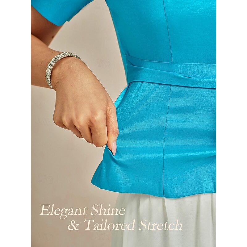 Women's Solid Color Stylish Turndown With Belt Blue Summer Spring Fall2