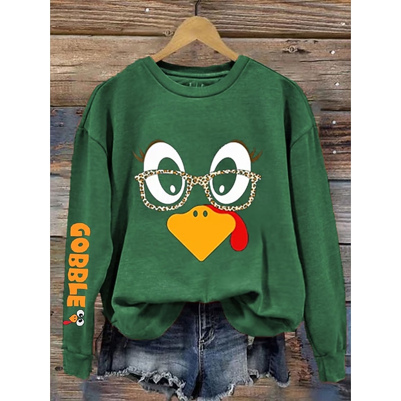 Women's Sweatshirts Graphic Animal Letter Casual Long Sleeve Crew Neck Regular Tops Street Dailywear Casual Print Black Red Orange Green Gray Spring Fall Winter3