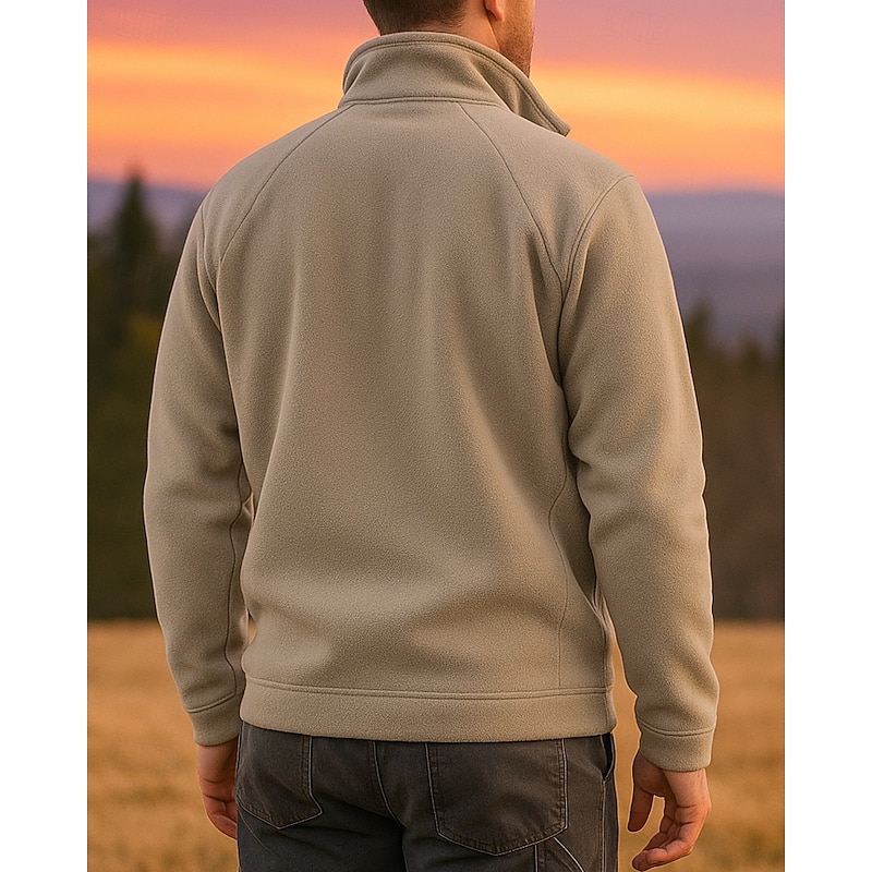 Men's Hiking Jacket Fleece Jacket Winter Outdoor Thermal Warm Fleece Lining Winter Fleece Jacket Full Zip Hunting Camping / Hiking / Caving Black Blue Khaki Grey2